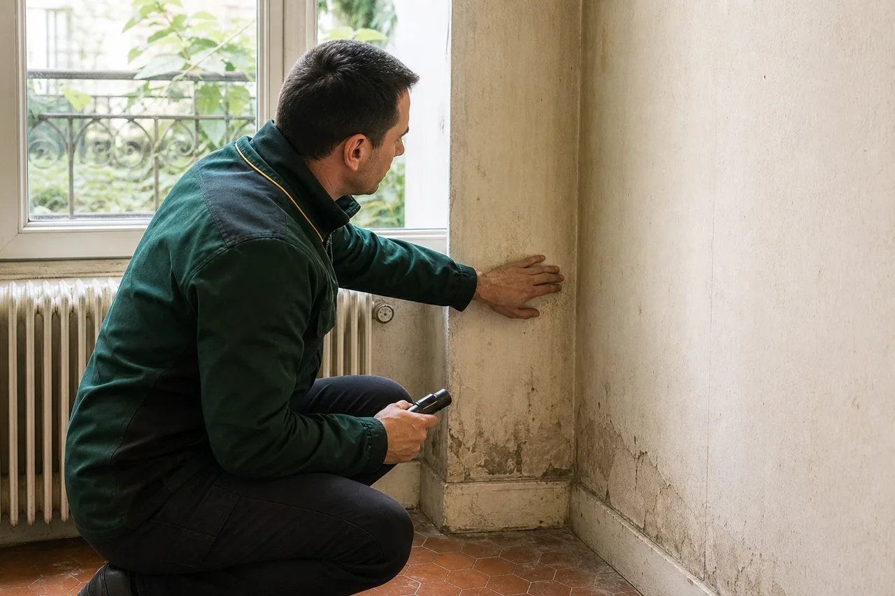 Rez-de-chaussée : humidité, vis-à-vis technique, caves
